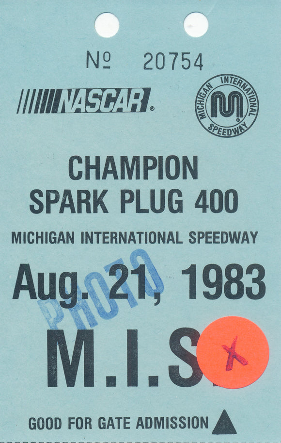 1983 Champion Spark Plug 400 Michigan International Speedway Ticket