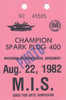 1982 Champion Spark Plug 400 Michigan International Speedway Photo Credential