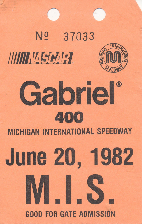 1982 Gabriel 400 Michigan International Speedway Photo Ticket