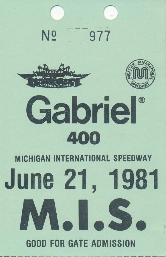 1981 Gabriel 400 Michigan International Speedway Pass