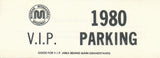 1980 Michigan International Speedway VIP Parking Pass