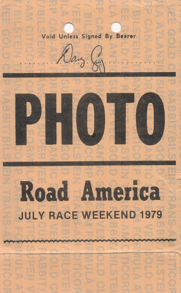 1979 Road America Doug Gay Photo Credential