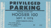 1978 Hoosier 100 Indiana State Fair Privileged Parking Pass