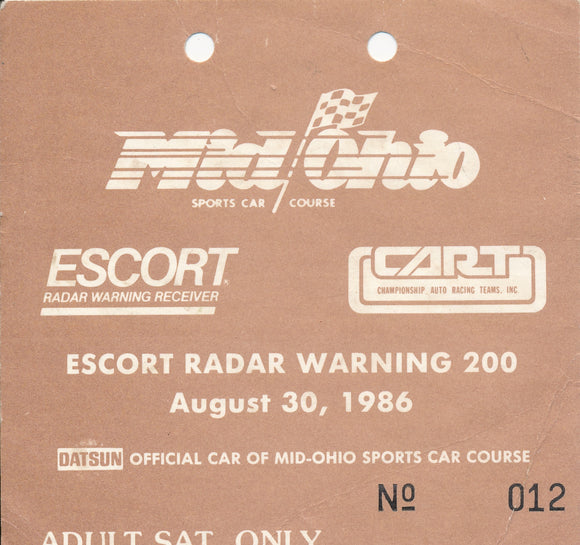 1986 CART Escort Mid Ohio Escort Radar Warning 200 Credential