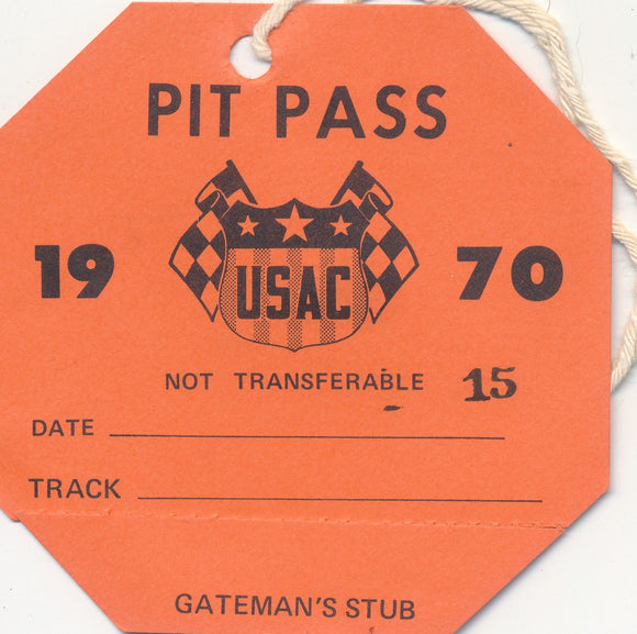 1970 USAC Pit Pass