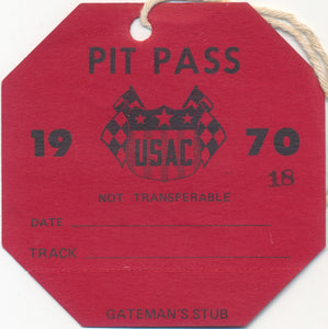 1970 USAC Pit Pass