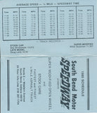 1985 South Bend Motor Speedway Schedule and Average Speed