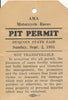 1951 AMA Motorcycle Races Du Quoin State Fair Pit Permit