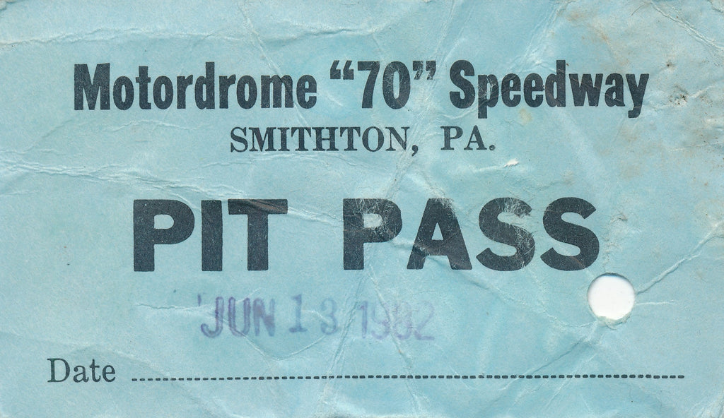 1982 Motordome "70" Speedway Pit Pass