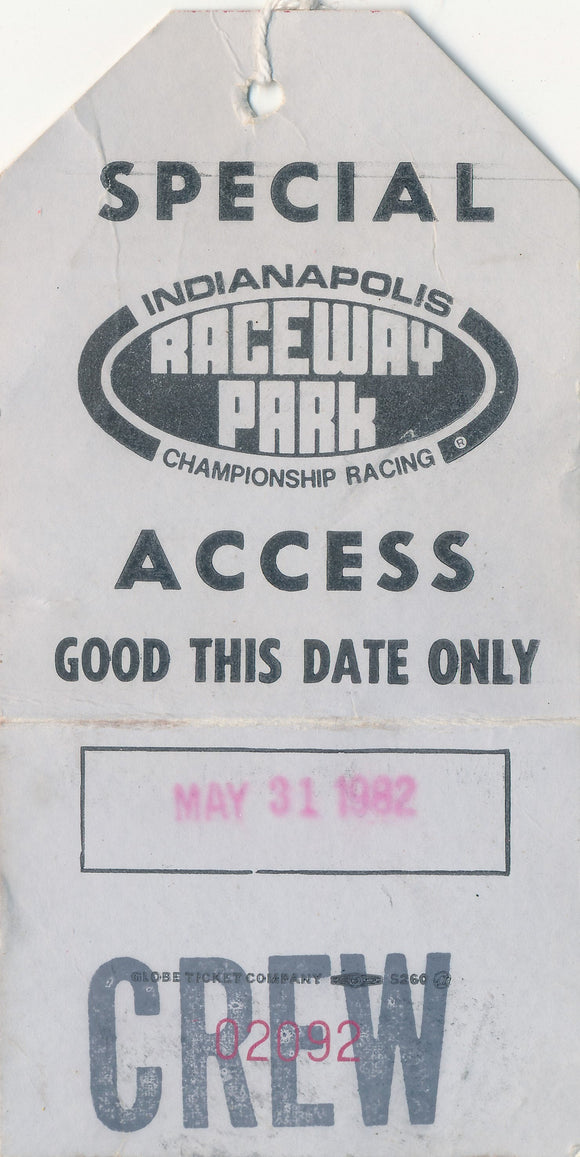 1982 Indianapolis Raceway Park Crew Special Access