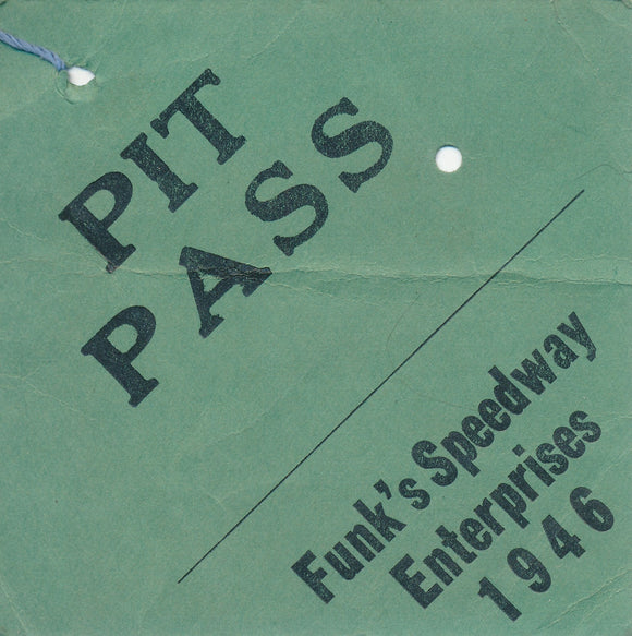 1946 Funk's Speedway Enterprises Pit Pass