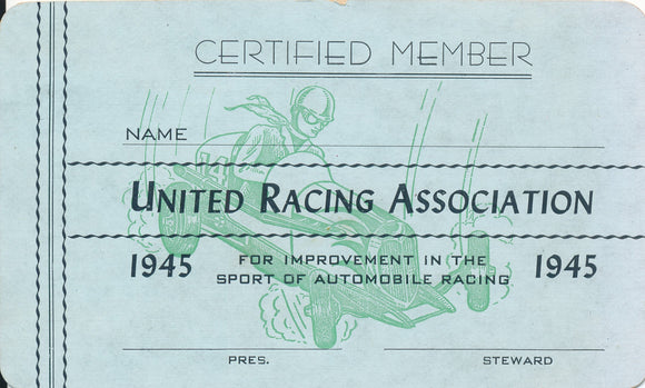 1945 United Racing Association Certified Member Aqua