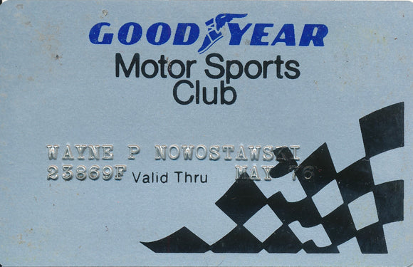 Goodyear Motor Sports Club Membership Card