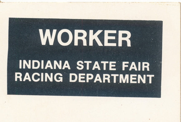 Indiana State Fair Racing Department Worker Decal