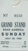 1968 Road America Grand Stand Credential