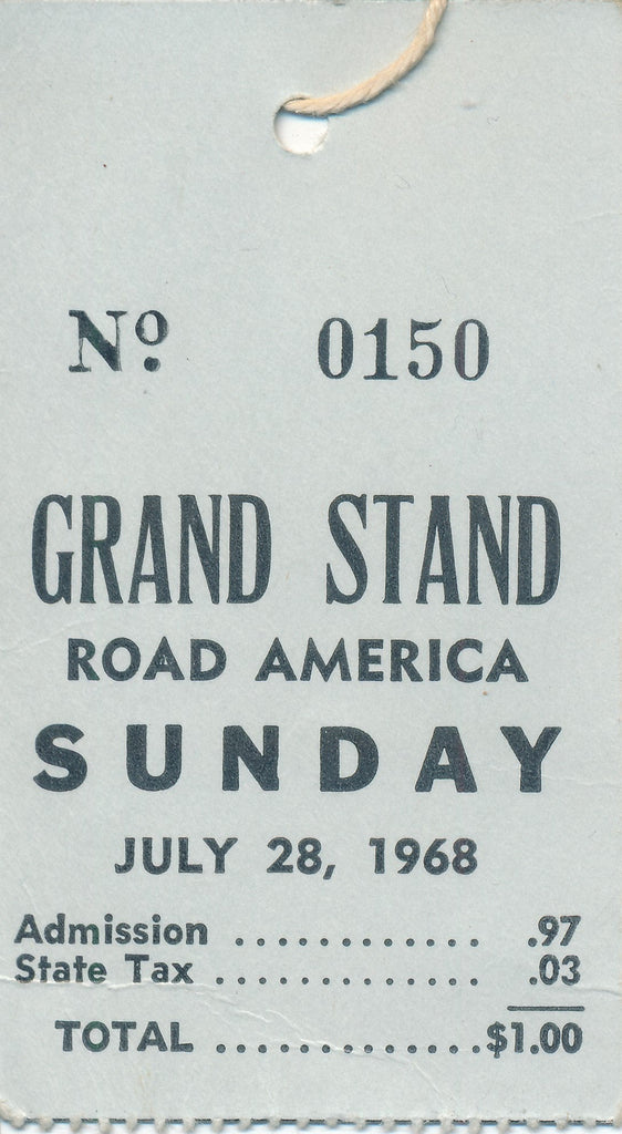 1968 Road America Grand Stand Credential