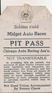 Soldier Field Midget Auto Races Pit Pass