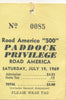 1969 Road American "500" Paddock Privilege Credential