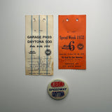 1972 Daytona 500 Speed Week Credential, Garage Pass & Alabama Daytona Speedway Button