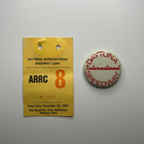 1967 Sports Car Club of America SCCA Runoffs Credential and Button. SCCA Runoffs at Daytona International Speedway Road Course.