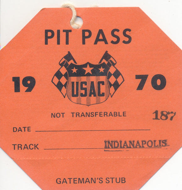 1970 USAC Pit Pass Indianapolis