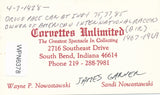 James Garner Cut Signature. Corvettes Unlimited business card.