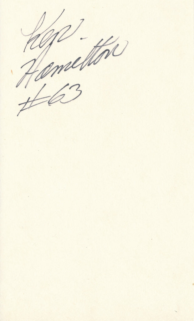 Ken Hamilton Cut Signature. 5/82. 3x5 index card