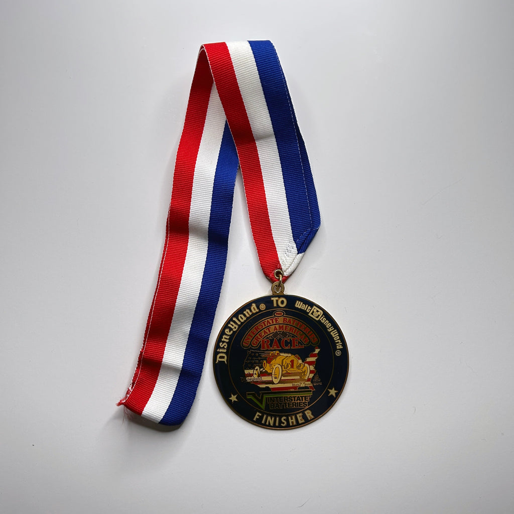 1987 Interstate Batteries Great American Race Finisher Medallion Pendant Necklace. Disneyland to Walt Disney World
