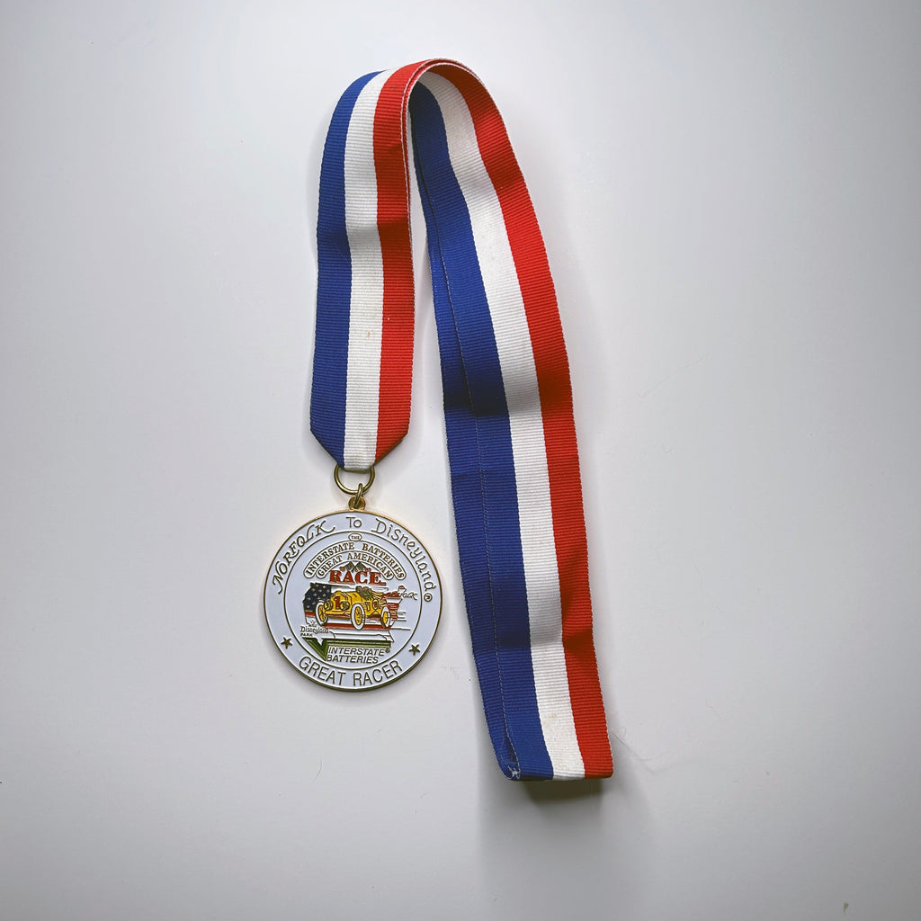 1989 Interstate Batteries Great American Great Race Medallion Pendant Necklace. Norfolk to Disneyland.