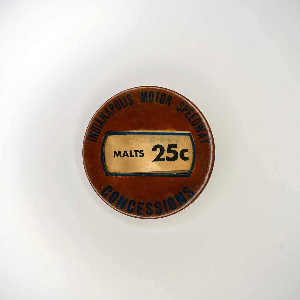 Indianapolis Motor Speedway Concessions Malts Vendor Button