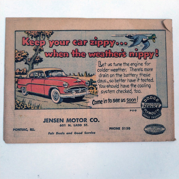 Jenson Motor Co. Dodge Service Advertisement Pamphlet