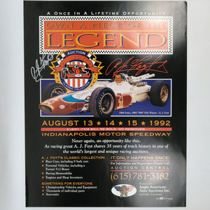 1992 Legend Foyt Auction Poster signed by A.J. Foyt